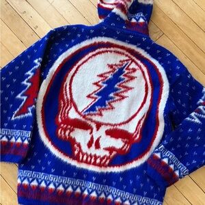 Grateful Dead Blue and Red Zip Up Sweater
